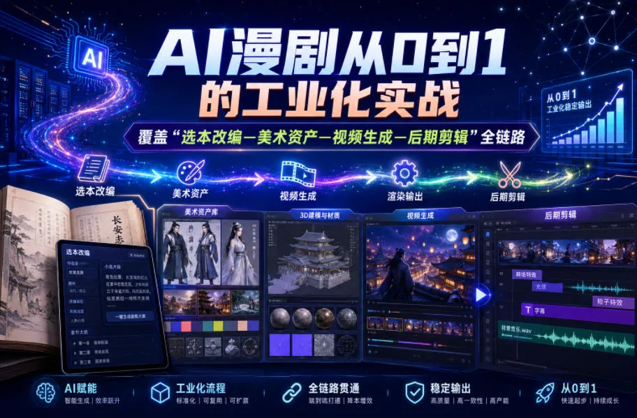 AI漫剧从0到1的工业化实战，覆盖“选本改编—美术资产—视频生成—后期剪辑”全链路(更新6月)-小洋博客-新起点