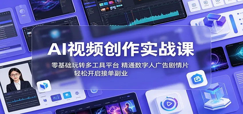 AI视频创作实战课：零基础玩转多工具平台，精通数字人广告、剧情片，轻松开启接单副业-小洋博客-新起点