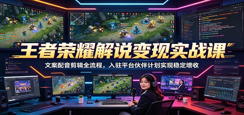 王者荣耀解说变现实战课：文案配音剪辑全流程，入驻平台伙伴计划实现稳定增收-小洋博客-新起点