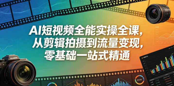 AI短视频全能实操全课，从剪辑拍摄到流量变现，零基础一站式精通-小洋博客-新起点