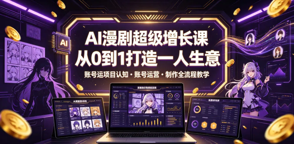 AI漫剧超级增长课，从0到1打造一人生意，项目认知・账号运营・制作全流程教学-小洋博客-新起点