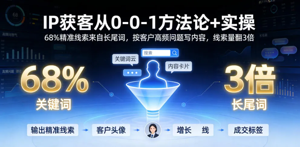 IP获客从0-1方法论+实操，68%精准线索来自长尾词，按客户高频问题写内容，线索量翻3倍-小洋博客-新起点