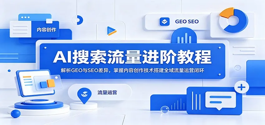 AI搜索流量进阶教程：解析GEO与SEO差异，掌握内容创作技术搭建全域流量运营闭环-小洋博客-新起点