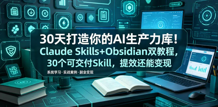 30天打造你的AI生产力库!Claude Skills+Obsidian 双教程,30 个可交付 Skill,提效还能变现-小洋博客-新起点