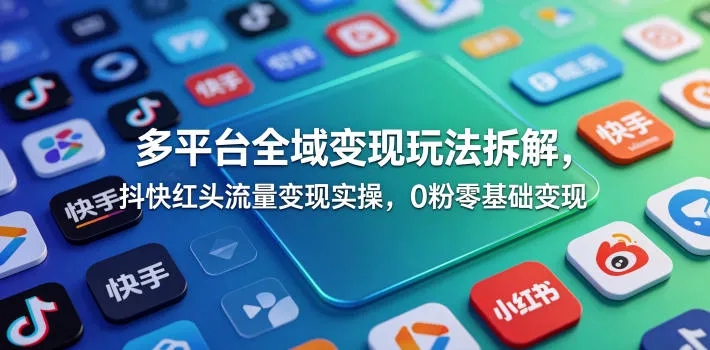 多平台全域变现玩法拆解，抖快红头流量变现实操，0粉零基础变现-小洋博客-新起点