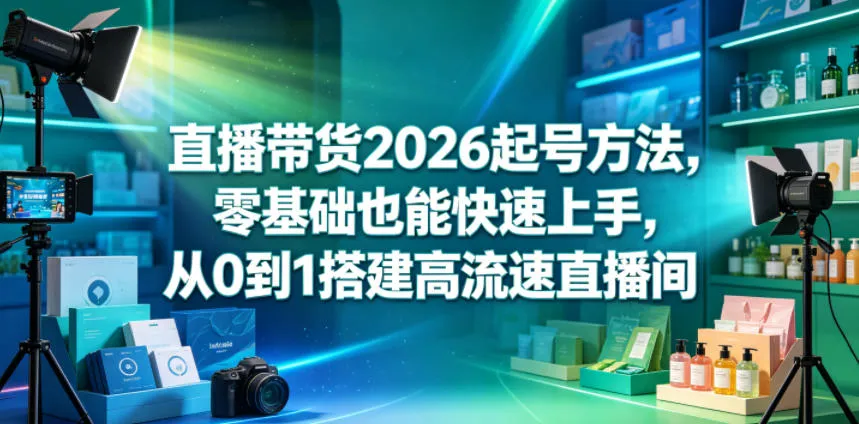 直播带货2026起号方法，零基础也能快速上手，从0到1搭建高流速直播间-小洋博客-新起点