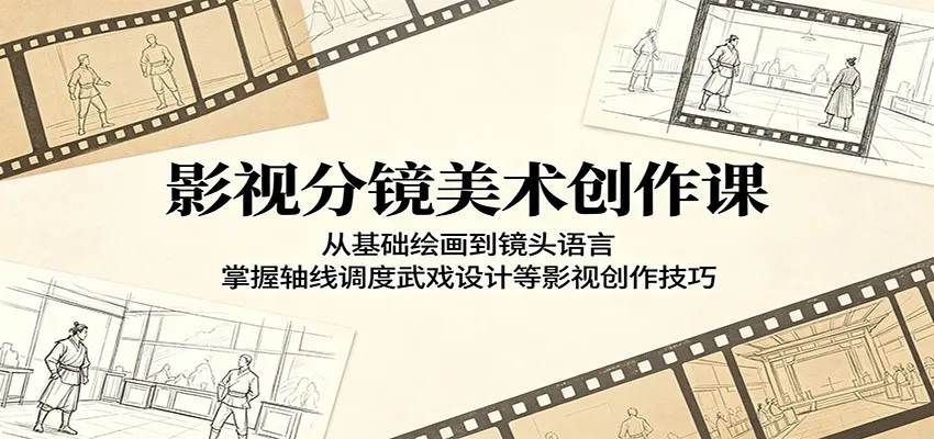 影视分镜美术创作课：从基础绘画到镜头语言，掌握轴线调度武戏设计等影视创作技巧-小洋博客-新起点