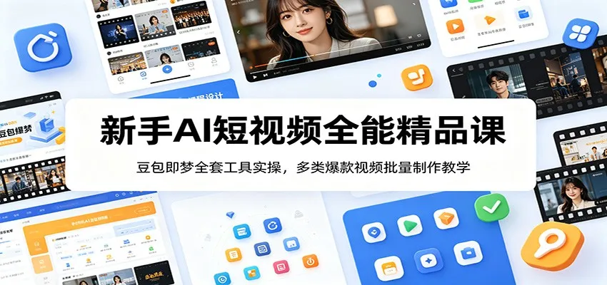 新手AI短视频全能精品课：豆包即梦全套工具实操，多类爆款视频批量制作教学-小洋博客-新起点