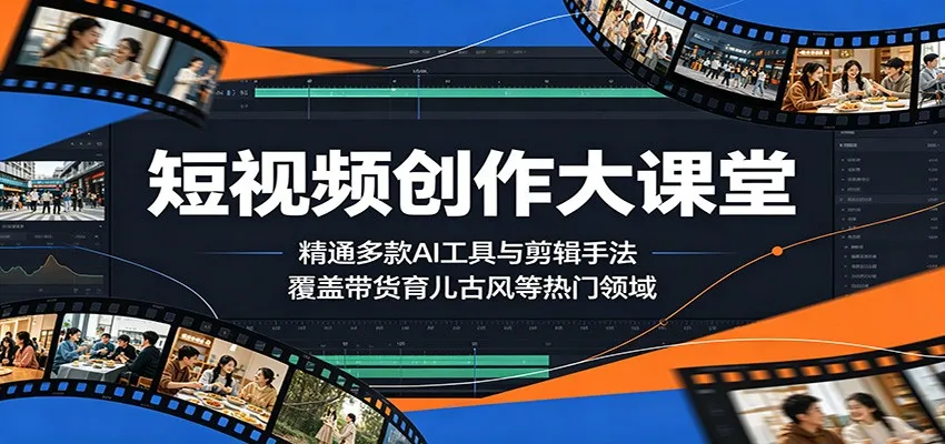 短视频创作大课堂：精通多款AI工具与剪辑手法，覆盖带货、育儿、古风等热门领域-小洋博客-新起点