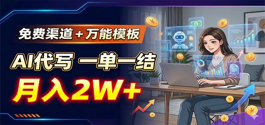 免费渠道+万能模板，AI代写一单一结，月入2W+-小洋博客-新起点