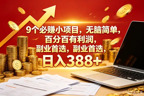 （18597期）9个必赚钱的小项目，百分百赚米，无脑简单，副业首选，日入388+-小洋博客-新起点
