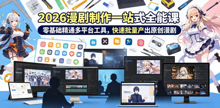 2026 AI漫剧制作一站式全能课，零基础精通多平台工具，快速批量产出原创漫剧-小洋博客-新起点