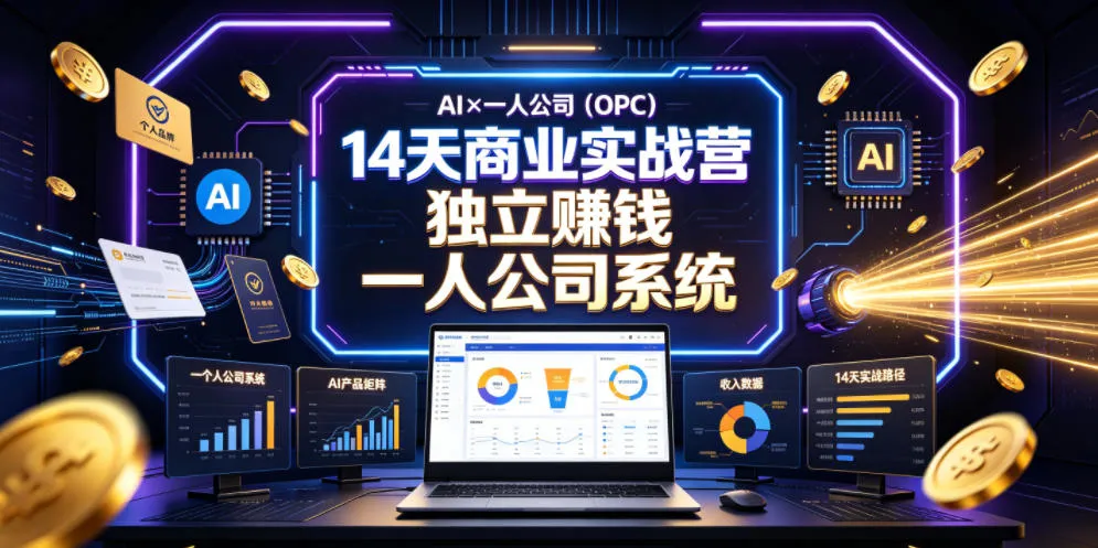 AI×一人公司(OPC)14天商业实战营，用AI帮你搭建一个属于你自己的、能独立賺钱的一人公司系统-小洋博客-新起点