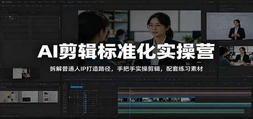 AI剪辑标准化实操营：拆解普通人IP打造路径，手把手实操剪辑，配套练习素材-小洋博客-新起点