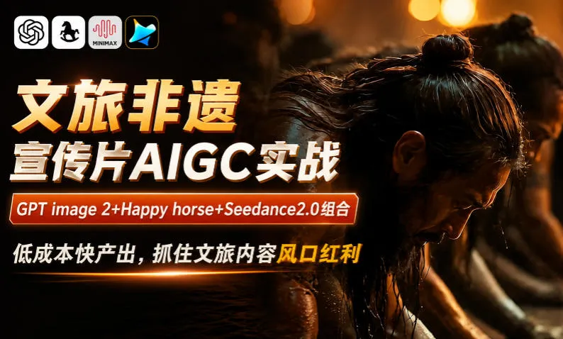 文旅非遗宣传片AIGC实战,GPT image 2+Happy horse+Seedance2.0组合,低成本快产出,抓住文旅内容风口红利-小洋博客-新起点
