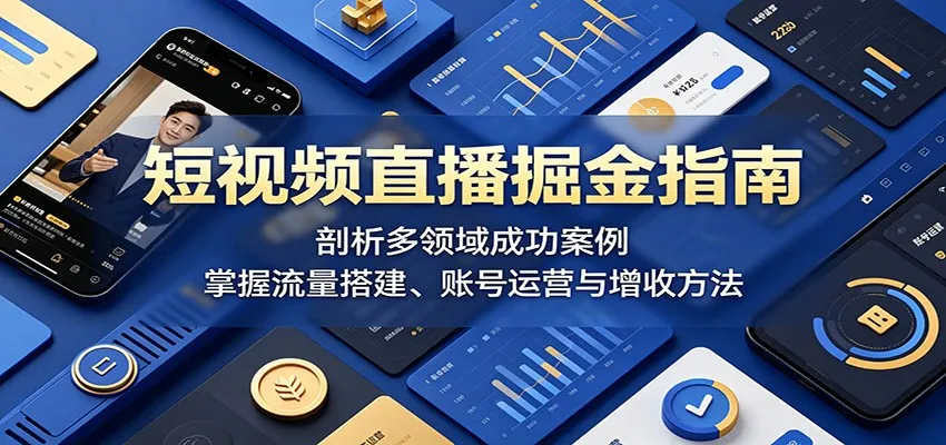短视频直播掘金指南：剖析多领域成功案例，掌握流量搭建、账号运营与增收方法-小洋博客-新起点