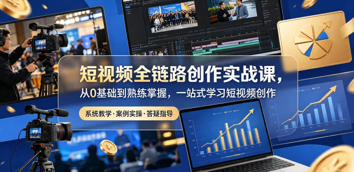 短视频全链路创作实战课，从0基础到熟练掌握，一站式学习短视频创作-小洋博客-新起点