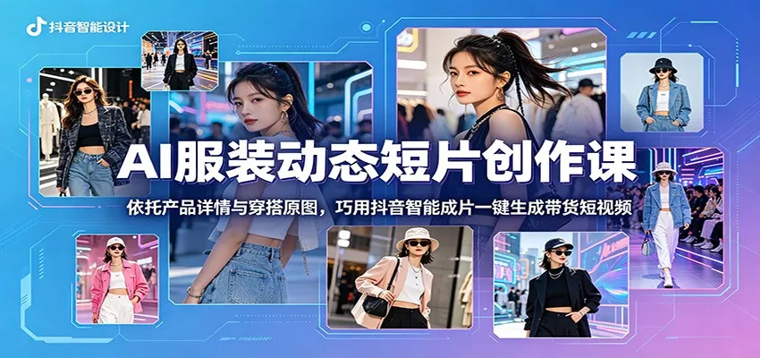 AI服装动态短片创作课：依托产品详情与穿搭原图，巧用抖音智能成片一键生成带货短视频-小洋博客-新起点
