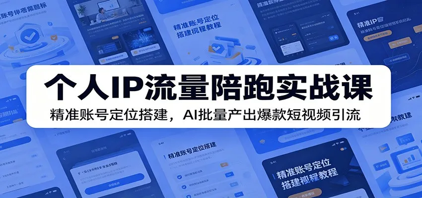 个人IP流量陪跑实战课：精准账号定位搭建，AI批量产出爆款短视频引流-小洋博客-新起点