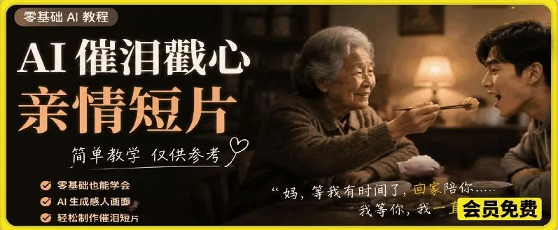 AI催泪戳心亲情短片，零基础AI教程，简单教学仅供参考-小洋博客-新起点