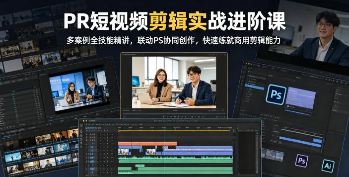 PR短视频剪辑实战进阶课，多案例全技能精讲，联动PS协同创作，快速练就商用剪辑能力-小洋博客-新起点