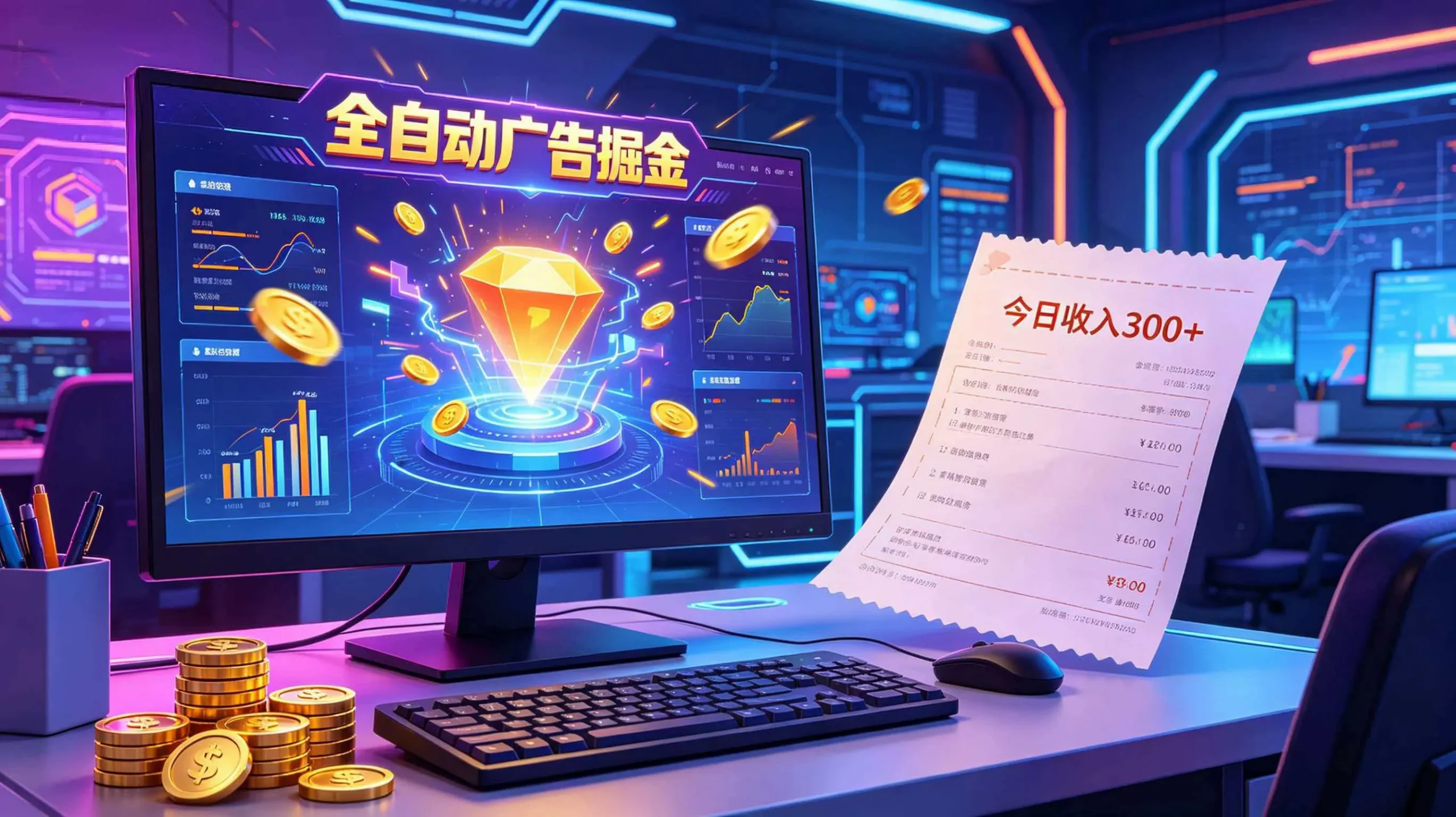 全自动广告掘金，日入300+。全程Ai自动化运行，解放双手，时间自由。收益稳定-小洋博客-新起点