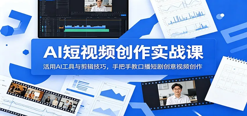 AI短视频创作实战课：活用AI工具与剪辑技巧，手把手教口播短剧创意视频创作-小洋博客-新起点