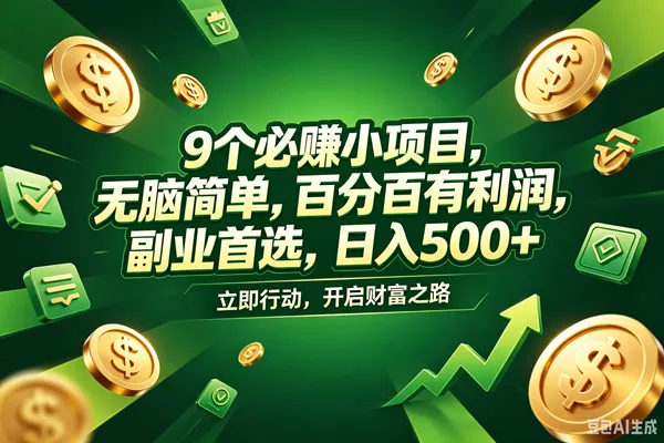 （18562期）9个必赚钱的小项目，百分百赚米，无脑简单，副业首选，日入398+-小洋博客-新起点