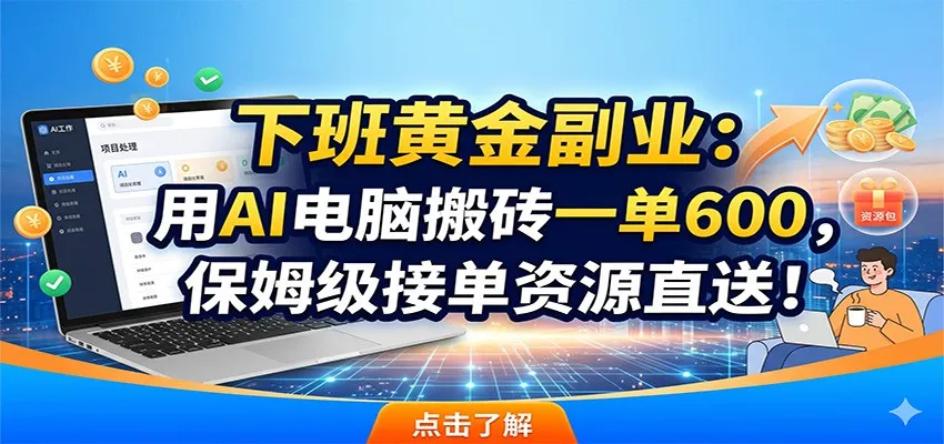 下班黄金副业：用AI电脑搬砖一单600，保姆级接单资源直送！-小洋博客-新起点