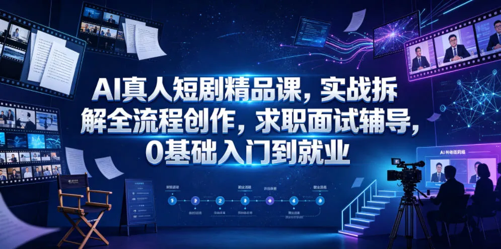 AI真人短剧精品课，实战拆解全流程创作，求职面试辅导，0基础入门到就业-小洋博客-新起点