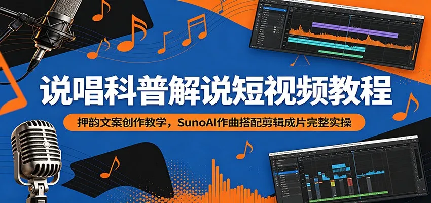 说唱科普解说短视频教程：押韵文案创作教学，SunoAI作曲搭配剪辑成片完整实操-小洋博客-新起点