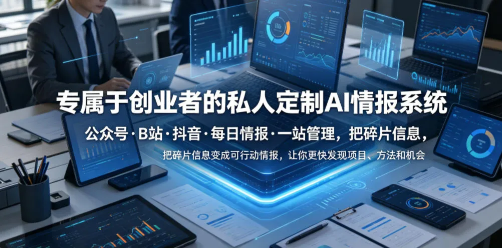 专属于创业者的私人定制AI情报系统,公众号·B站·抖音·每日情报·一站管理,把碎片信息变成可行动情报,让你更快发现项目、方法和机会-小洋博客-新起点