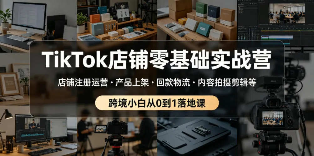 TikTok店铺零基础实战营，店铺注册运营・产品上架・回款物流・内容拍摄剪辑等 ，跨境小白从0到1落地课-小洋博客-新起点