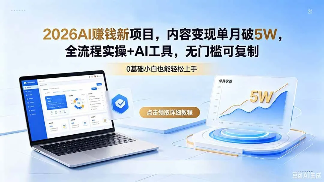 (18476期)2026AI赚钱新项目,内容变现单月破5W,全流程实操+AI工具,无门槛可复制-小洋博客-新起点 (18476期)2026AI赚钱新项目,内容变现单月破5W,全流程实操+AI工具,无门槛可复制-小洋博客-新起点