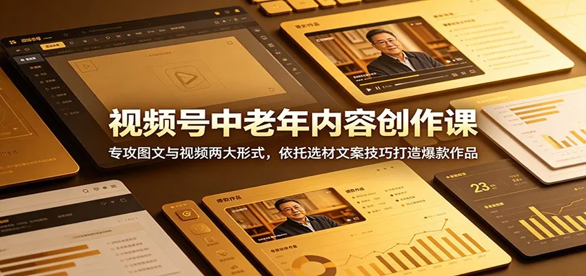 视频号中老年内容创作课:专攻图文与视频两大形式,依托选材文案技巧打造爆款作品-小洋博客-新起点