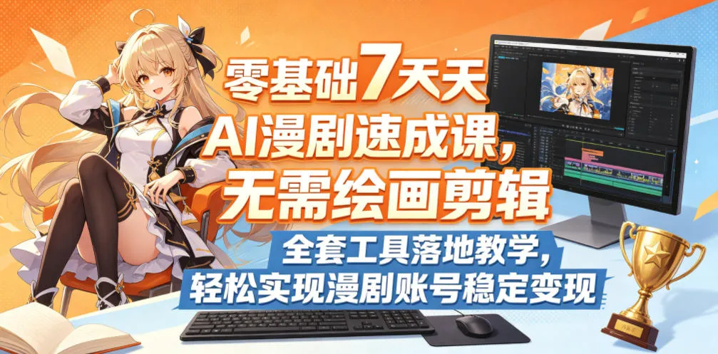 零基础7天AI漫剧速成课，无需绘画剪辑，全套工具落地教学，轻松实现漫剧账号稳定变现-小洋博客-新起点