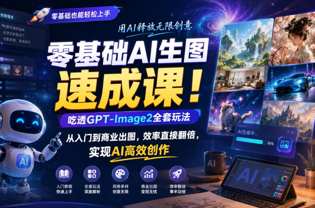 零基础AI生图速成课！吃透GPT-Image2全套玩法，从入门到商业出图，效率直接翻倍，实现AI高效创作-小洋博客-新起点