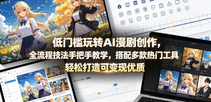 低门槛玩转AI漫剧创作，全流程技法手把手教学，搭配多款热门工具，轻松打造可变现优质作品-小洋博客-新起点