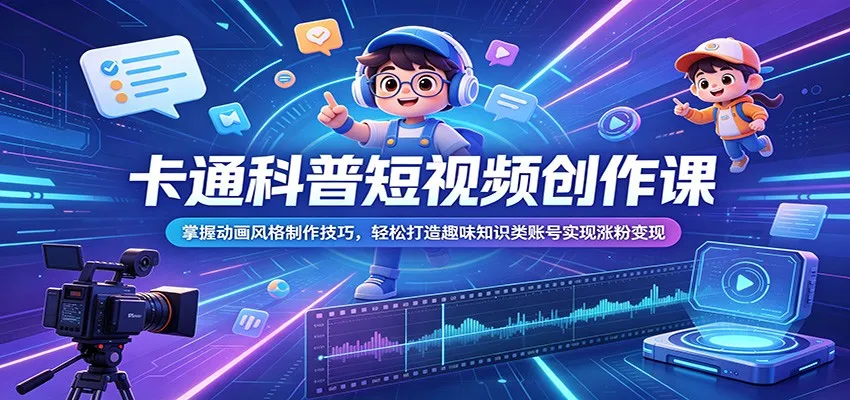 卡通科普短视频创作课：掌握动画风格制作技巧，轻松打造趣味知识类账号实现涨粉变现-小洋博客-新起点