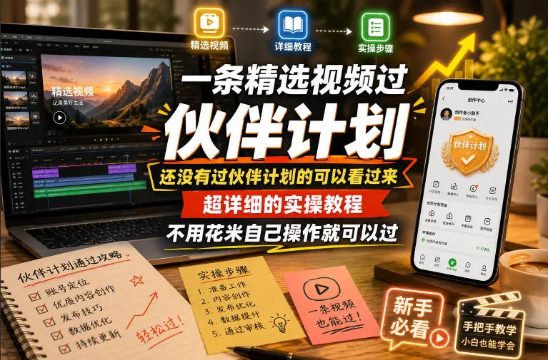 一条精选视频过伙伴计划，还没有过伙伴计划的可以看过来，超详细的实操教程，不用花米自己操作就可以过-小洋博客-新起点