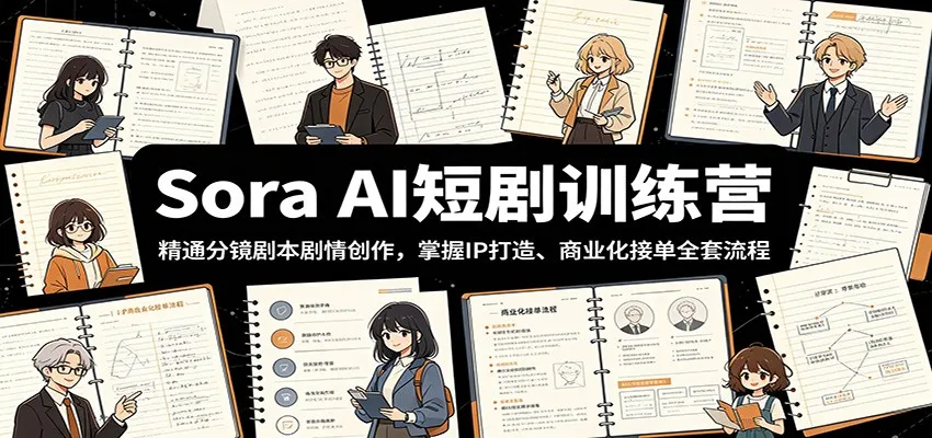 Sora AI短剧训练营：精通分镜剧本剧情创作，掌握IP打造、商业化接单全套流程-小洋博客-新起点