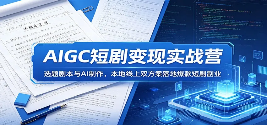 AIGC短剧变现实战营：选题剧本与AI制作，本地线上双方案落地爆款短剧副业-小洋博客-新起点
