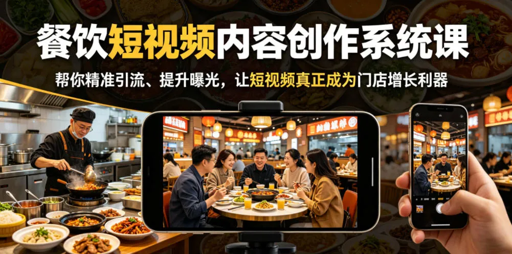 餐饮短视频内容创作系统课，帮你精准引流、提升曝光，让短视频真正成为门店增长利器-小洋博客-新起点