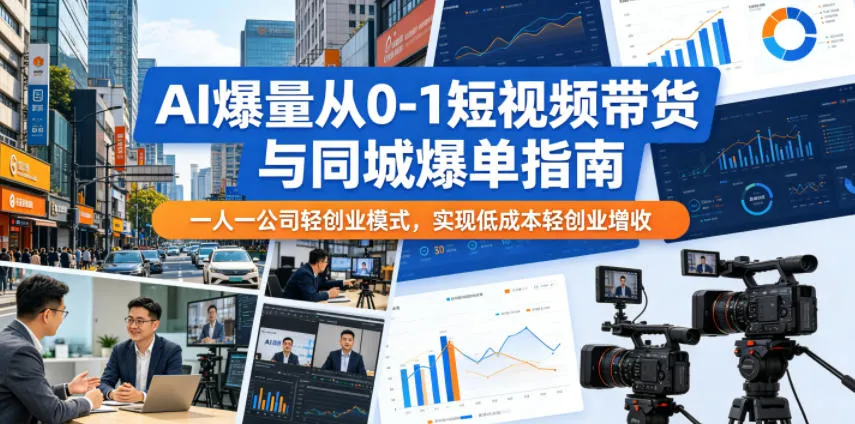 AI爆量从0-1短视频带货与同城爆单指南，一人一公司轻创业模式，实现低成本轻创业增收-小洋博客-新起点