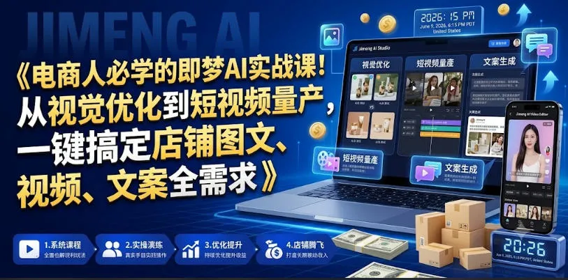 电商人必学的即梦AI实战课！从视觉优化到短视频量产，一键搞定店铺图文、视频、文案全需求-小洋博客-新起点