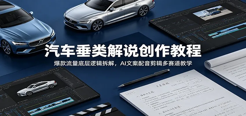 汽车垂类解说创作教程：爆款流量底层逻辑拆解，AI文案配音剪辑多赛道教学-小洋博客-新起点
