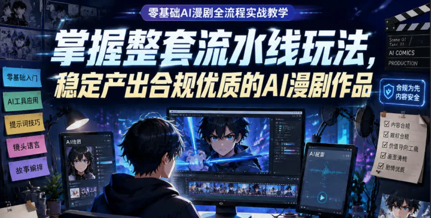 零基础AI漫剧全流程实战教学,掌握整套流水线玩法,稳定产出合规优质的AI漫剧作品-小洋博客-新起点