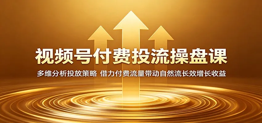视频号付费投流操盘课：多维分析投放策略，借力付费流量带动自然流长效增长收益-小洋博客-新起点