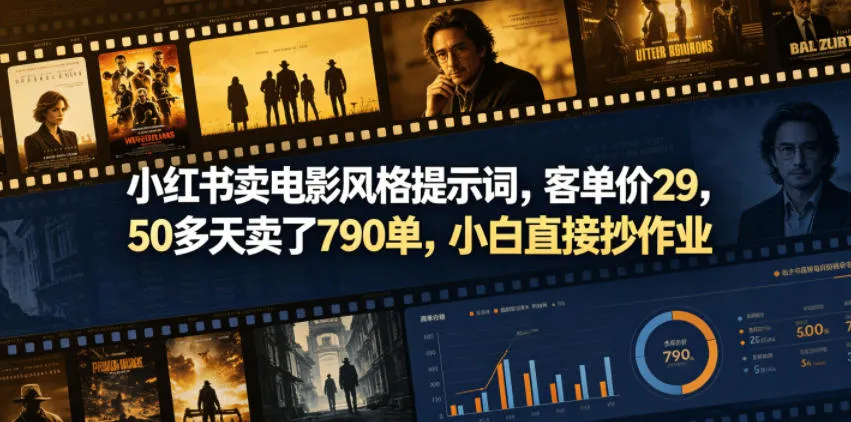 小红书卖电影风格提示词，客单价29，50多天卖了790单，小白直接抄作业！-小洋博客-新起点