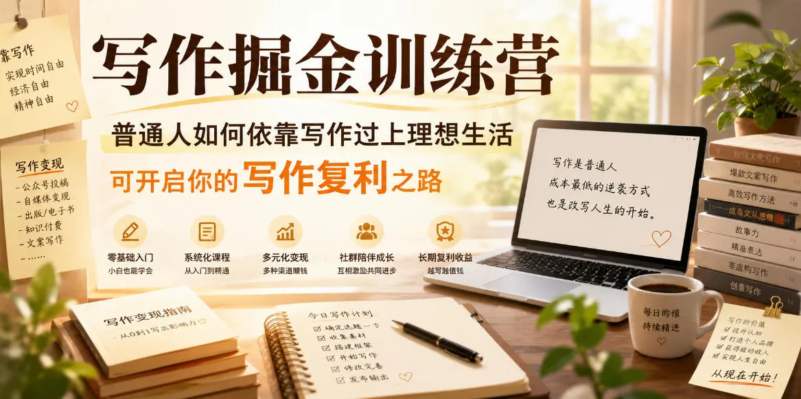 写作掘金训练营，普通人如何依靠写作过上理想生活，可开启你的写作复利之路(更新6月)-小洋博客-新起点